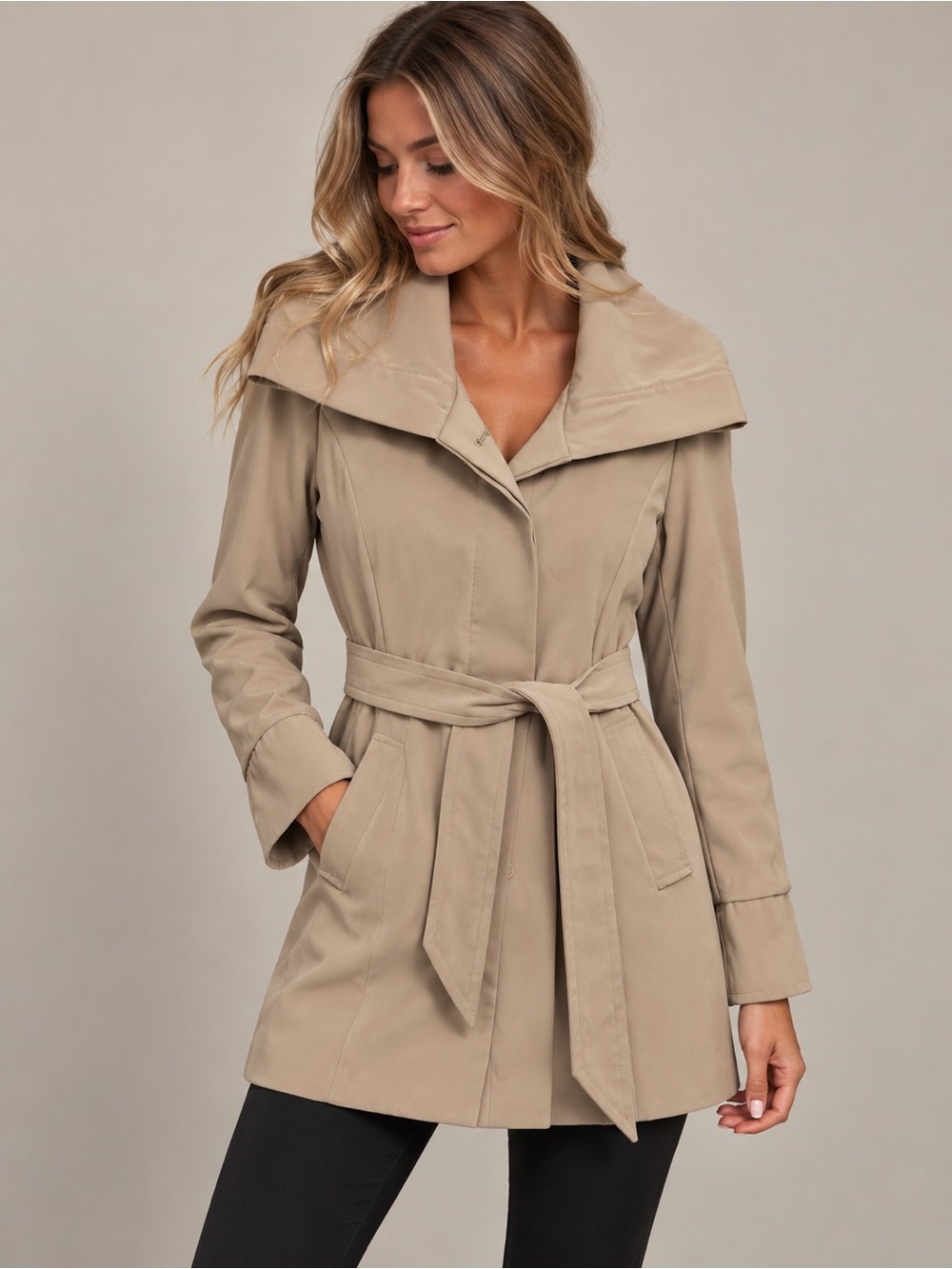 Jones New York Belted Coat with Shawl Collar - EUC
